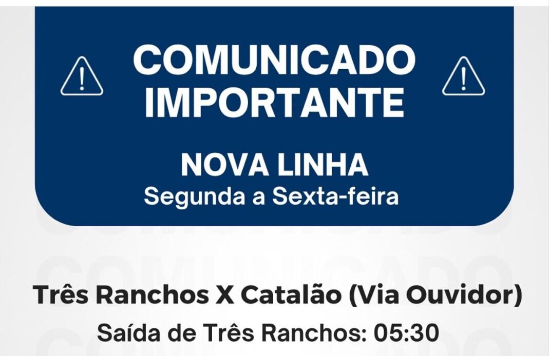 A empresa Transduarte retoma linhas de transporte de Ouvidor, Três Ranchos e Davinópolis